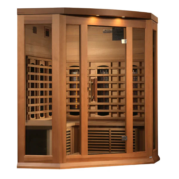 Maxxus 3 Person Red Cedar Corner Full Spectrum Infrared Sauna