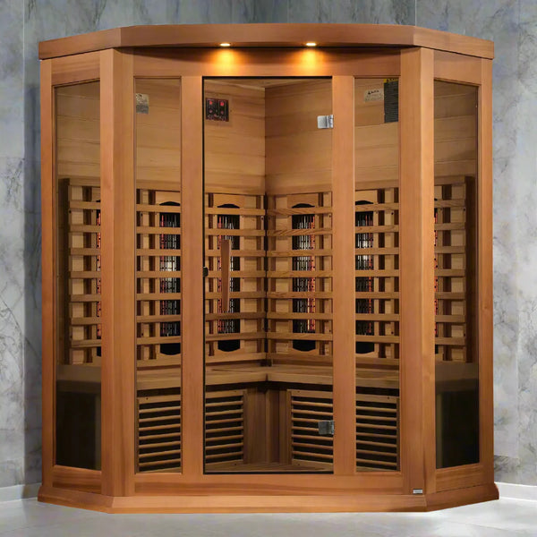 Maxxus 3 Person Red Cedar Corner Full Spectrum Infrared Sauna