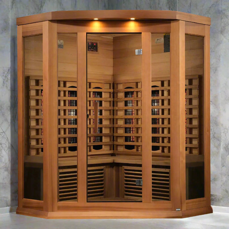 Maxxus 3 Person Red Cedar Corner Full Spectrum Infrared Sauna